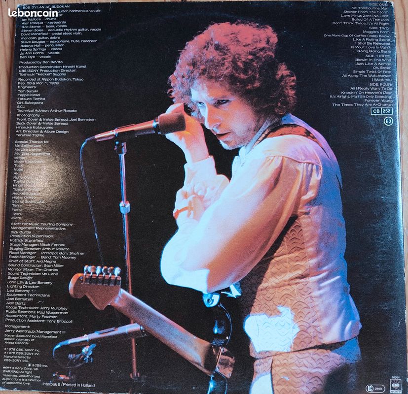 33 tours Double album rare Bob Dylan à Budokan en 1978 (image 3)