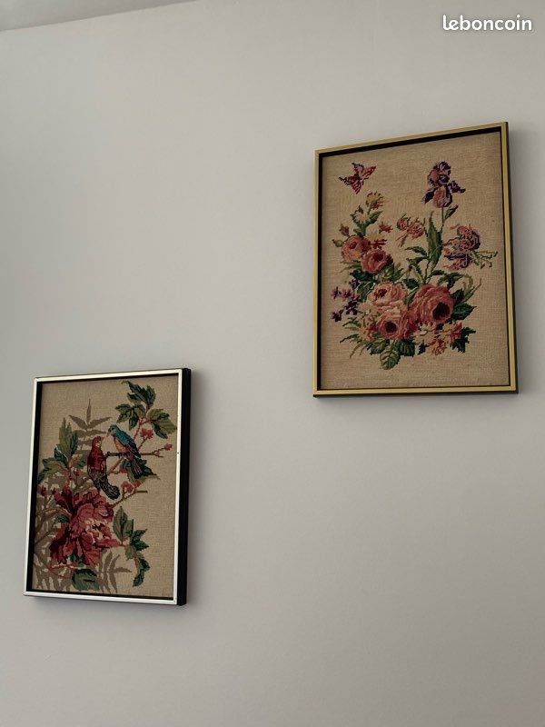 Ensemble ou lot de grands tableaux en canevas vintage (image 4)