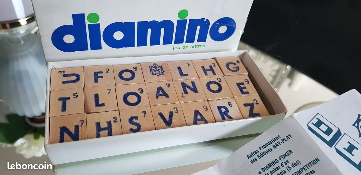 Jeu De Lettres Diamino Vintage En Bois - Gay-Play Paris, Occasion Incomplet (manque 3 Pièces)