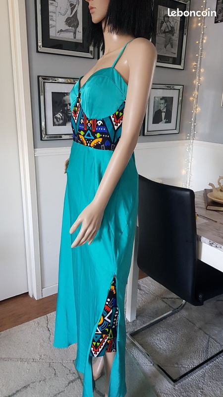 Longue robe d' été turquoise taille 42 (image 4)