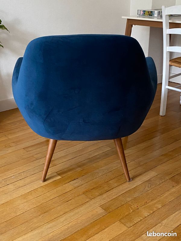 Fauteuil velours bleu (image 3)