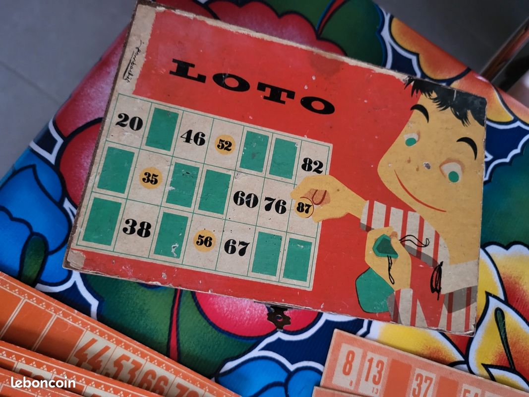 Ancien Coffret De Loto En Bois JJF Début 20e Siècle – Jeu De Société Vintage