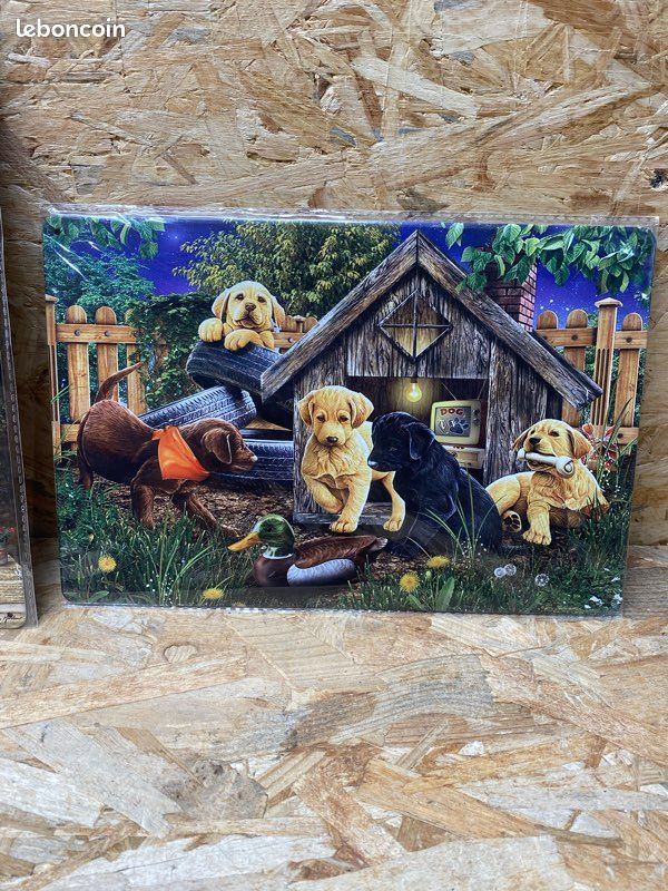 Lot de 2 plaques métal déco - Chiens / Nature / Paysage - 30 x 20cm - Neuf (image 2)