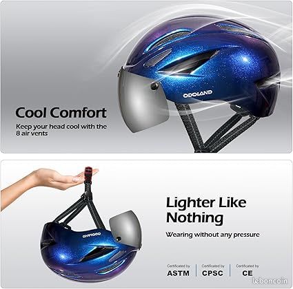 Casque Vélo VICTGOAL VTT Avec Visière Magnétique Amovible, Feu LED 3 Modes, 21 Aérations - Tailles M/L/XL