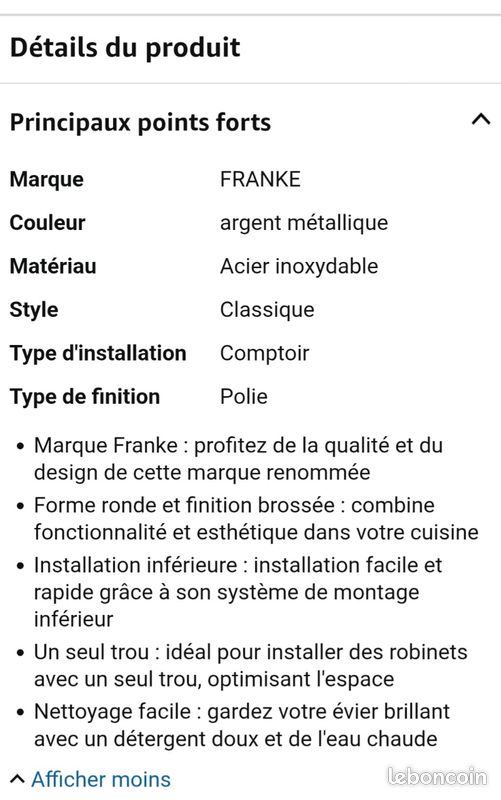 Evier Neuf bac rond inox franke (image 9)