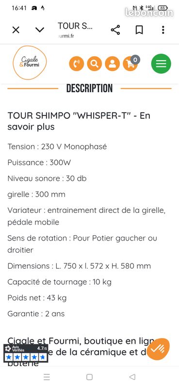 Tour de potier Shimpo Whisper T (image 4)