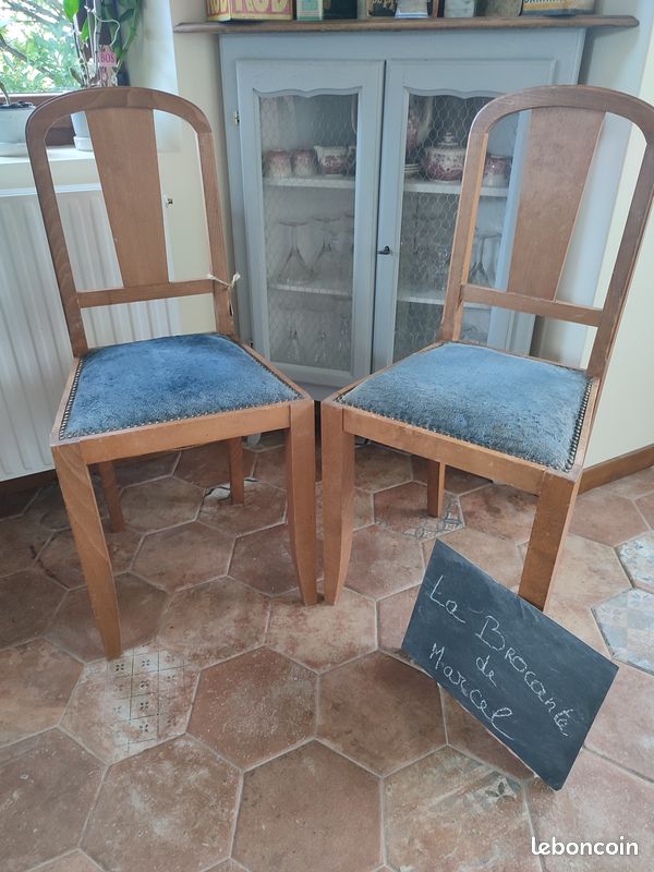 2 chaises en velours bleu (image 1)