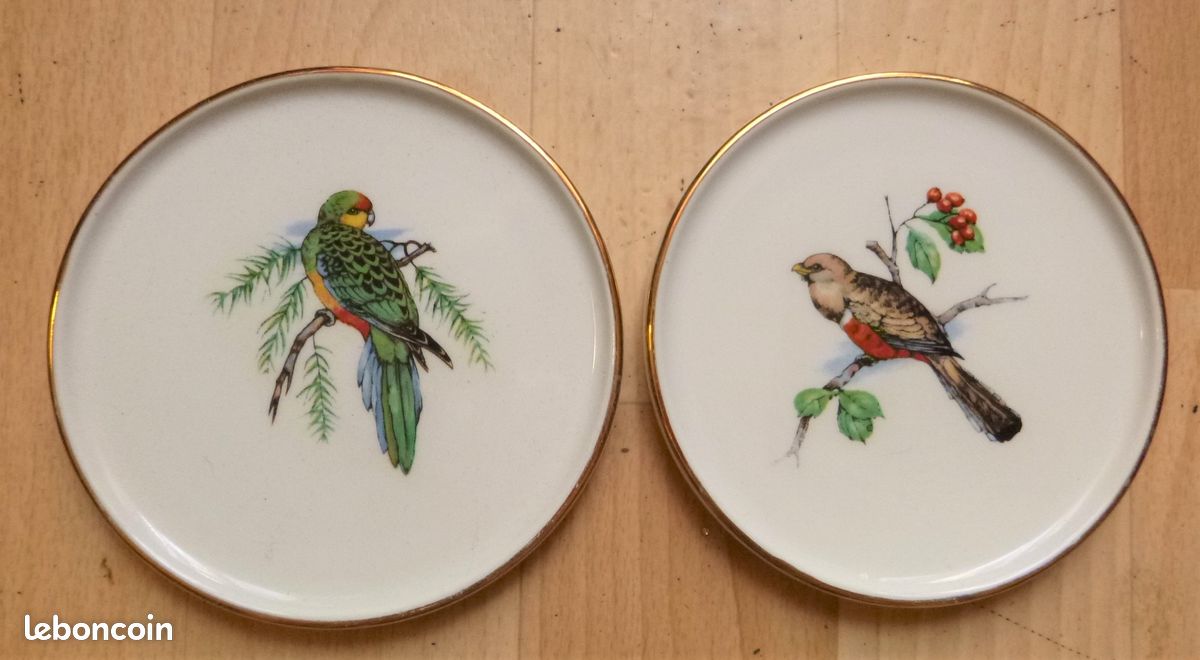 Ancien dessous de plat Dessous Verre Longwy décor Oiseau