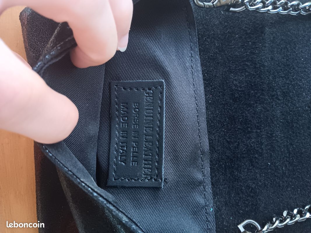 Sac bandoulière / pochette noir. Genuine Leather. Neuf (image 6)