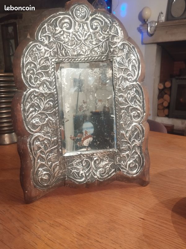 Très ancien miroir oriental argent (image 2)