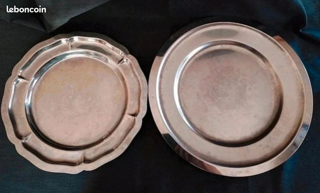 Fosly Lot de 4 plats de service ronds en acier inoxydable