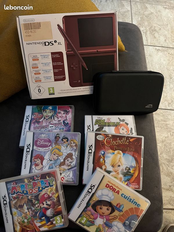 Nintendo ds XL bordeaux + jeux et pochette (image 1)