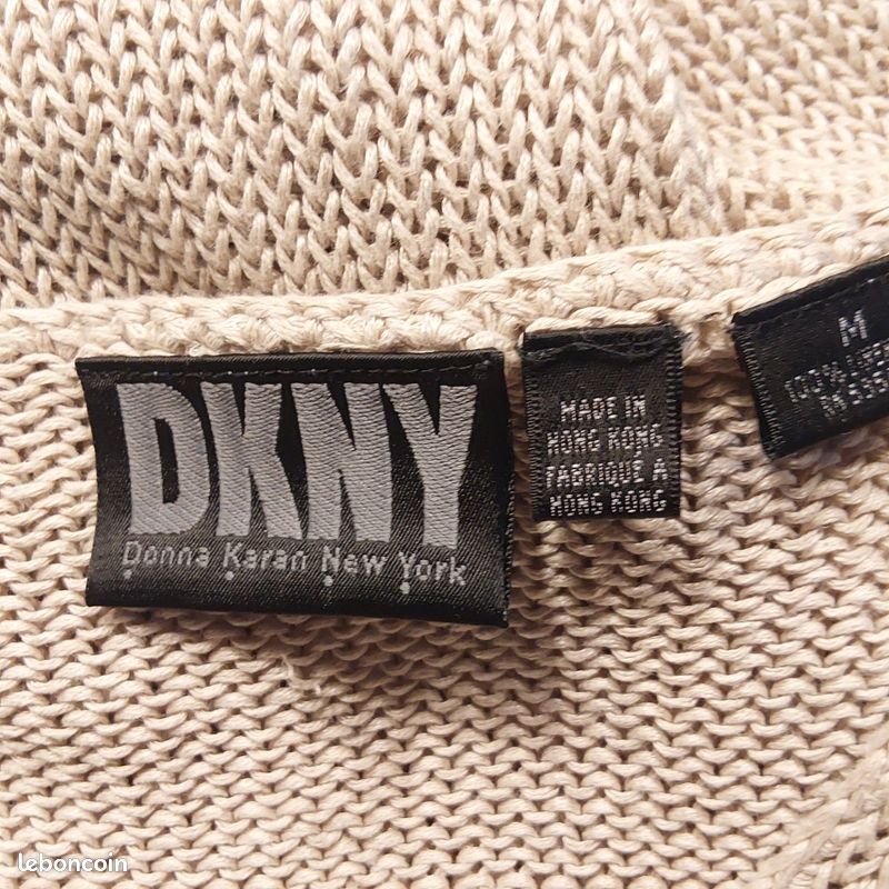 Pull DKNY Col V En Laine - Taille M/L, Gris, Occasion Très Bon état Pour Femme