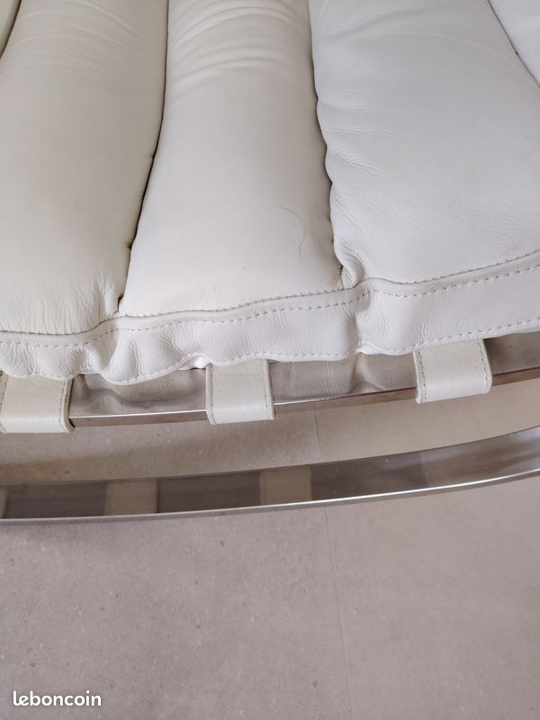 Fauteuil rocking chair en cuir crème (image 3)