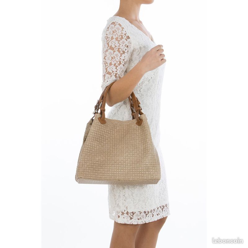 Sac à épaule Anna Morellini En Cuir Marron Fauve, Anse Arrondie, TBE, Occasion Légères Traces