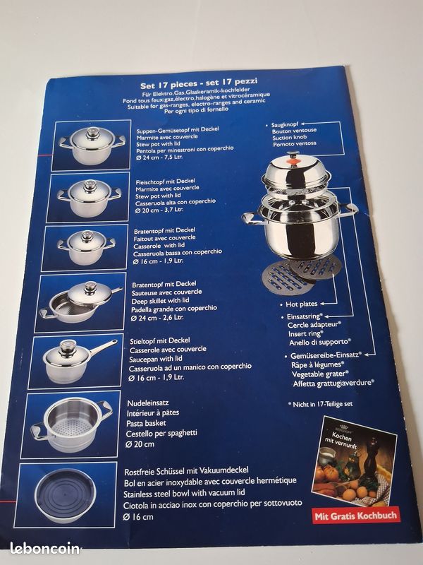 Batterie neuve de casseroles BERGHOFF 17 pièces tous feux valeur 1350 euros (image 7)