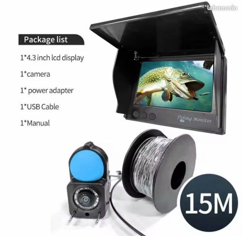 Caméra Pêche Sous-Marine 7 Pouces 50m Avec Détecteur De Poissons | LED Blanches + IR