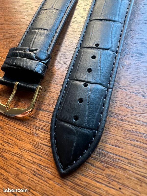 Bracelets Montres Cuir De Veau Qualité Supérieure, Imitation Crocodile Bombe Noir 59688