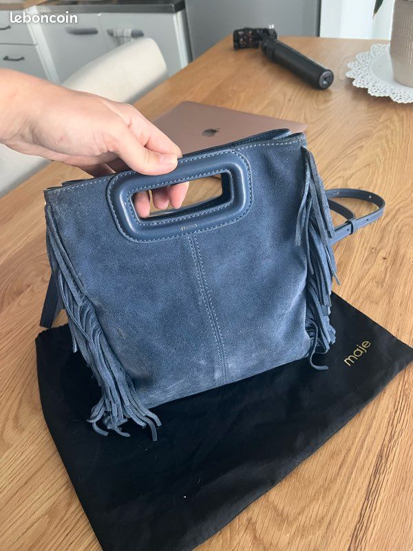 Sac M Maje en cuir suède bleu Accessoires Bagagerie