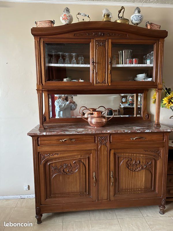 Grand Buffet Vaisselier En Châtaignier Massif - Meuble De Brocante Unique