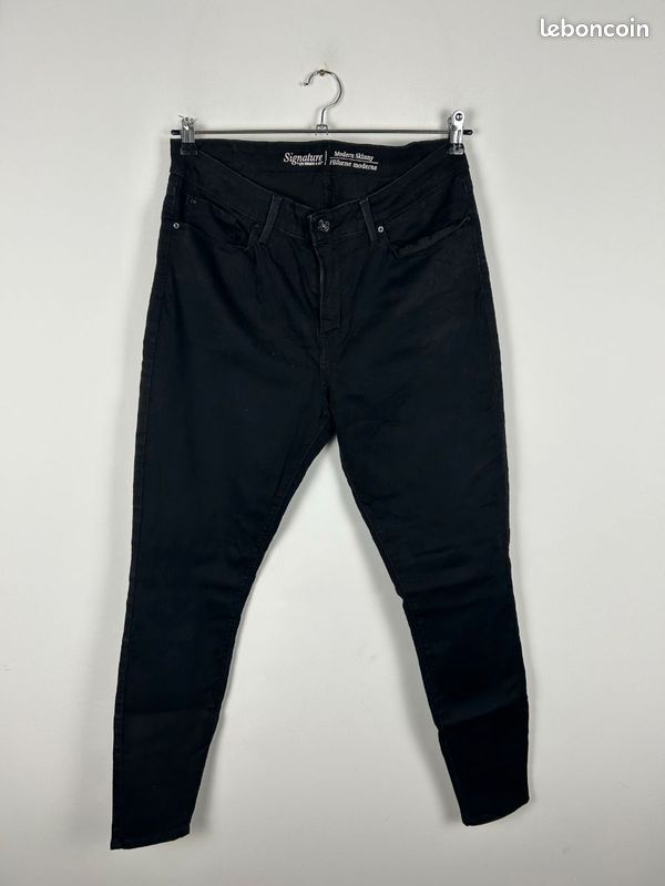 Jean UWJ Los Angeles Noir Taille Haute - Taille 22" (W22 L30) - Slim Extensible - Neuf Avec Étiquettes