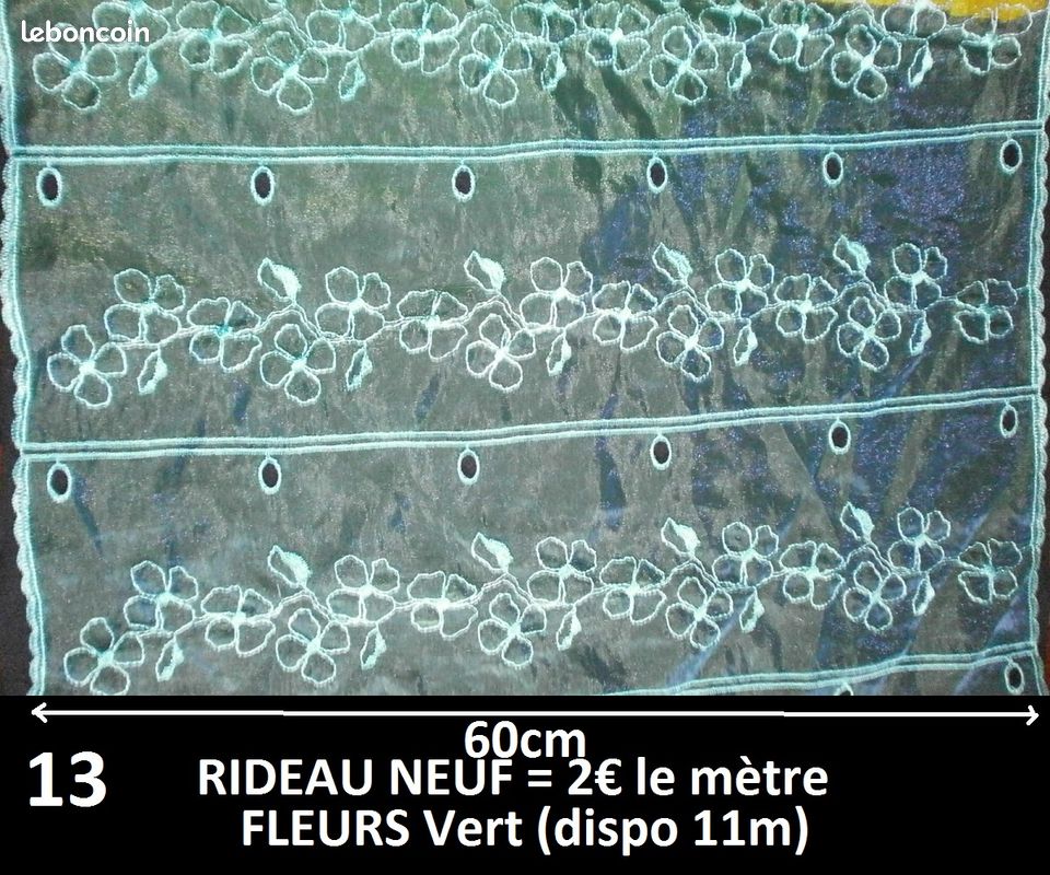 RIDEAUX et VOILAGES MODERNES NEUFS à 2 euros le mètre, Toutes largeurs, Gros métrages disponibles, ENVOI POSSIBLE (image 13)