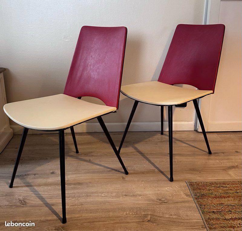 Deux chaises vintage 60 Skaï style Jaques Hitier (image 6)