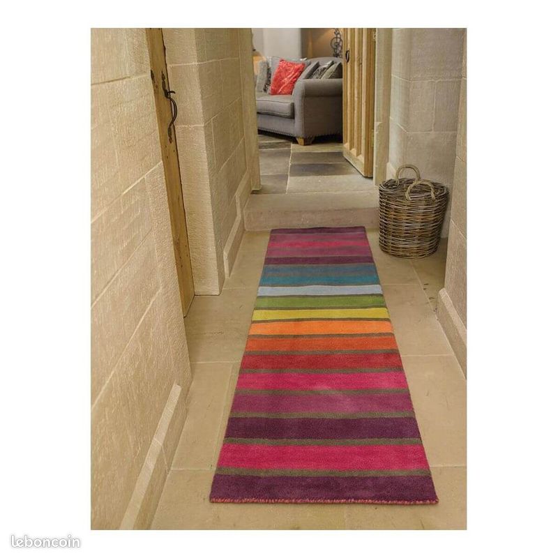 Tapis rectangle multicolore en laine moderne Candy Multicolore 60x230 (image 2)