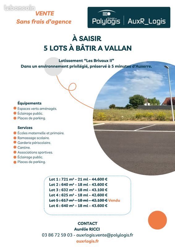Terrains bornés et viabilisés à Vallan · 42 600 €