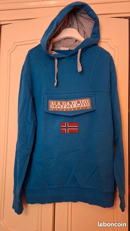 Sweat à Capuche Napapijri Garçon 12 Ans - Gris Chiné (?) - Très Bon état
