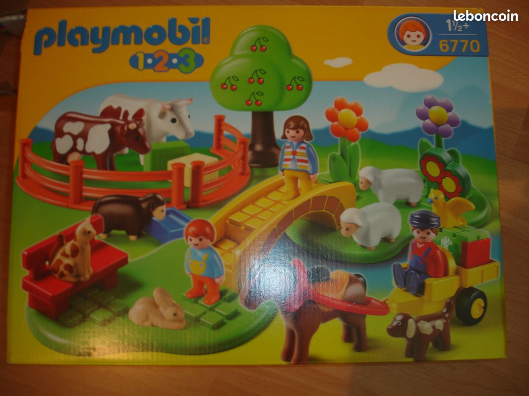 Jeu Playmobil 1 2 3 6770 famille à la campagne +18M animaux fleur (image 1)