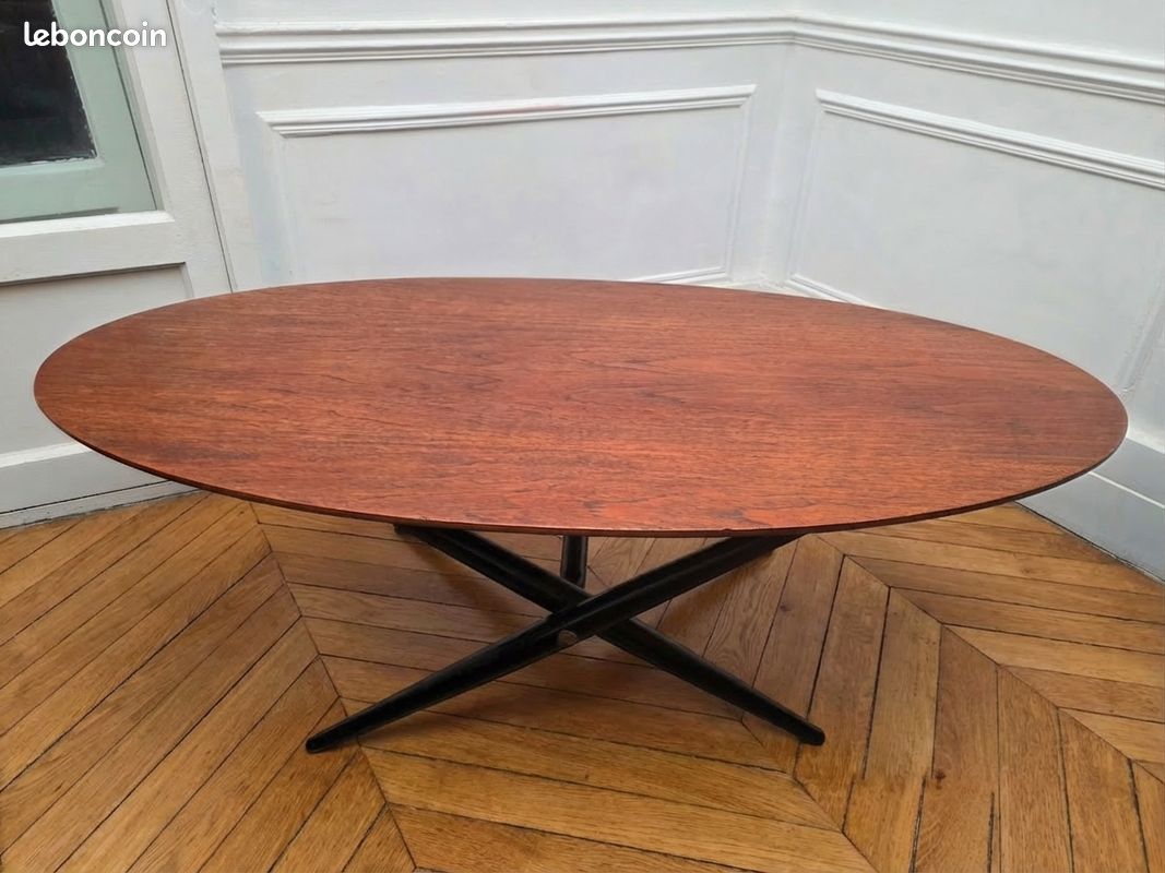 Très rare - Table basse design scandinave vintage, modèle "Ovalette" par Ilmari Tapiovaara – Années 50/60 (image 2)