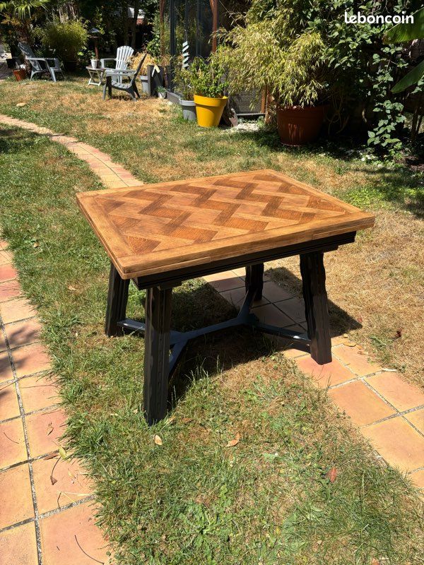 Table à manger, rectangulaire en bois, massif et marqueterie, style baroque (image 8)