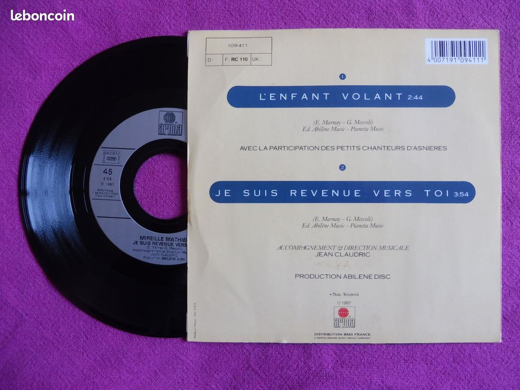 Mireille Mathieu "L'enfant Volant" disque vinyle 45t (image 2)