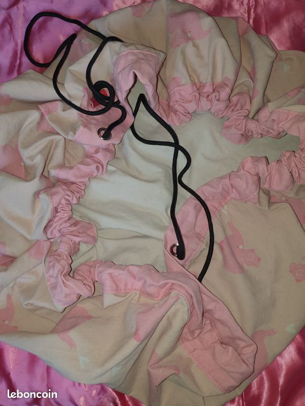 Sac à jouets tissu rose avec éléphants (image 2)
