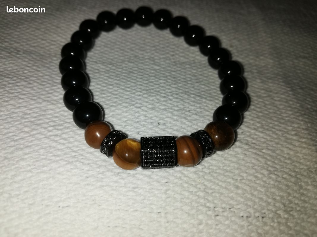 Bracelet onyx et oeil de tigre (image 2)