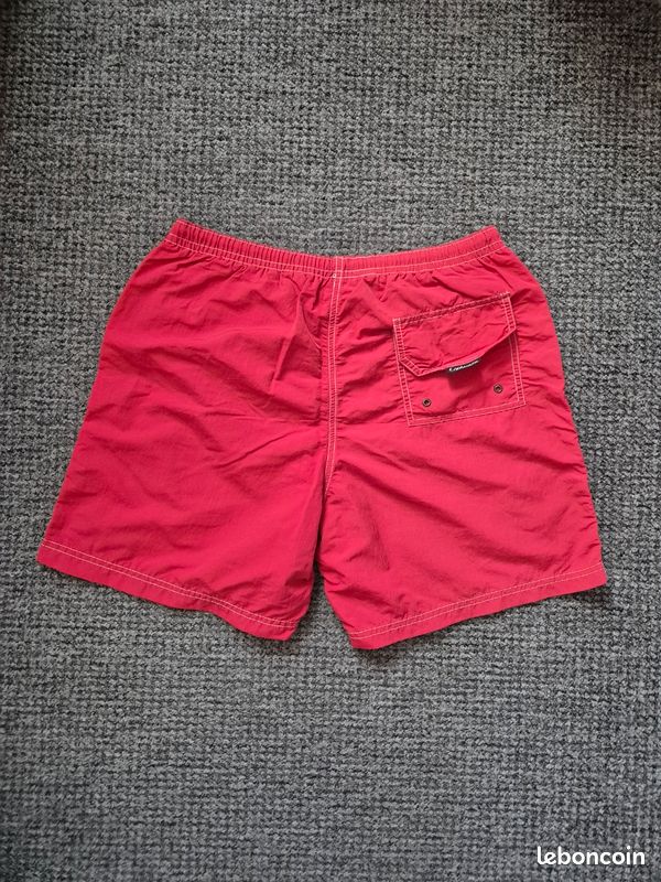 Short Nylon Rouge Vintage DJ – Années 80, Fabriqué En France, Taille 40
