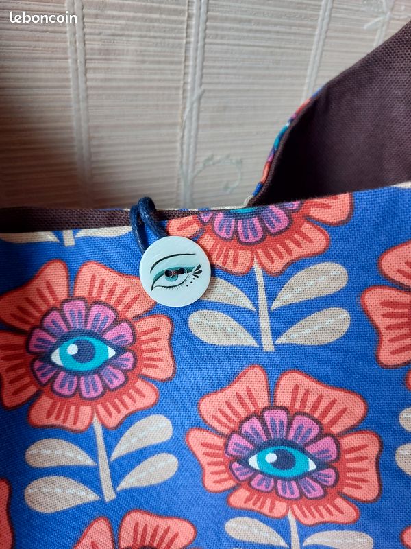 Sac à Main Relic En Tissu - Motif Floral Orange, Rouge, Jaune, Marron, Avec Fermeture éclair Et Poches Intérieures