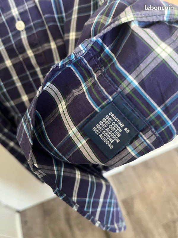 Chemise à carreaux violette et bleue Celio taille M 100% coton en parfait état (image 5)
