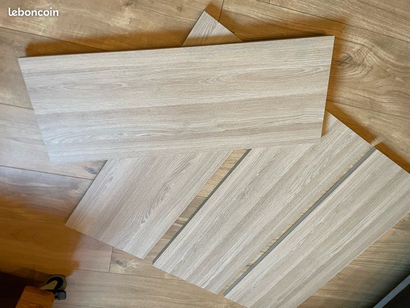 Tablettes agglomérées revêtues décor chêne cérusé gris (image 3)