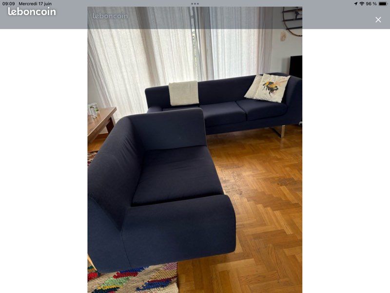 Canapé Habitat LOFA 3 places + fauteuil assorti – bleu marine – 130 (image 2)