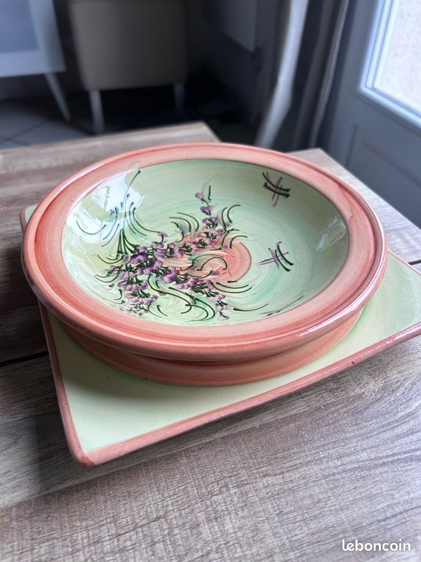 Service Plat Vietri 2 Pièces – Céramique Décorée Main, Coloris Lila/violet – Neuf