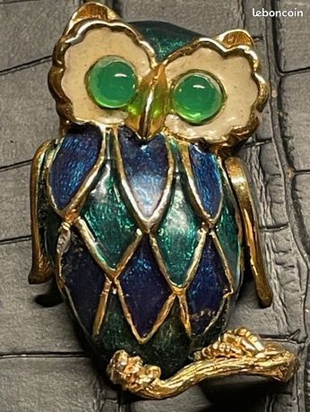 Broche Vintage Hibou En Strass Rouge – Style Carven, Bijou Rétro Sans Marque