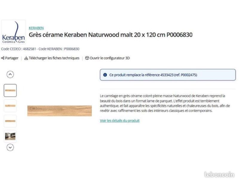 Carrelage Grès cérame Naturwood brandy 20 x 120cm (image 3)