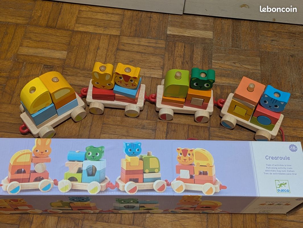 Djeco Créaroule, mon petit train - Jouets à tirer ou à pousser - Achat Djeco Créaroule, mon petit train - Jouets à tirer ou à pousser - Achat