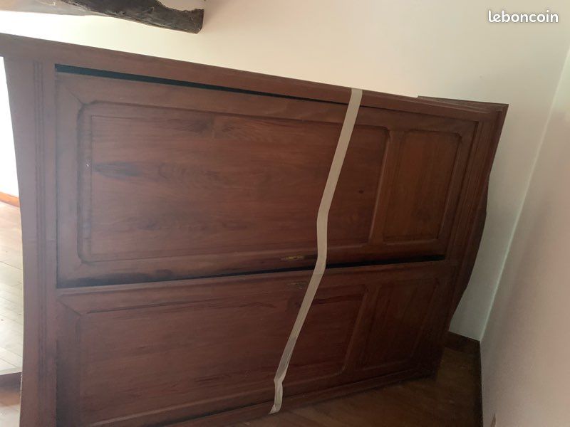 Magnifique armoire penderie vintage bois ancien (image 1)