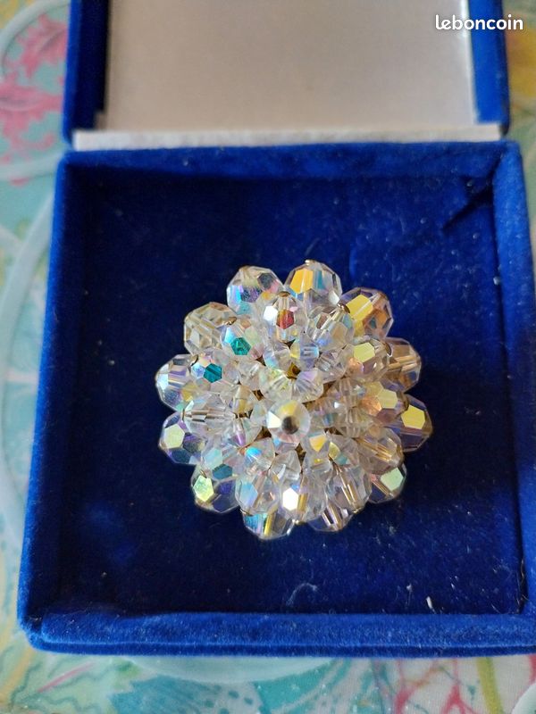 Vintage très belle broche fantaisie en forme de fleur (image 6)