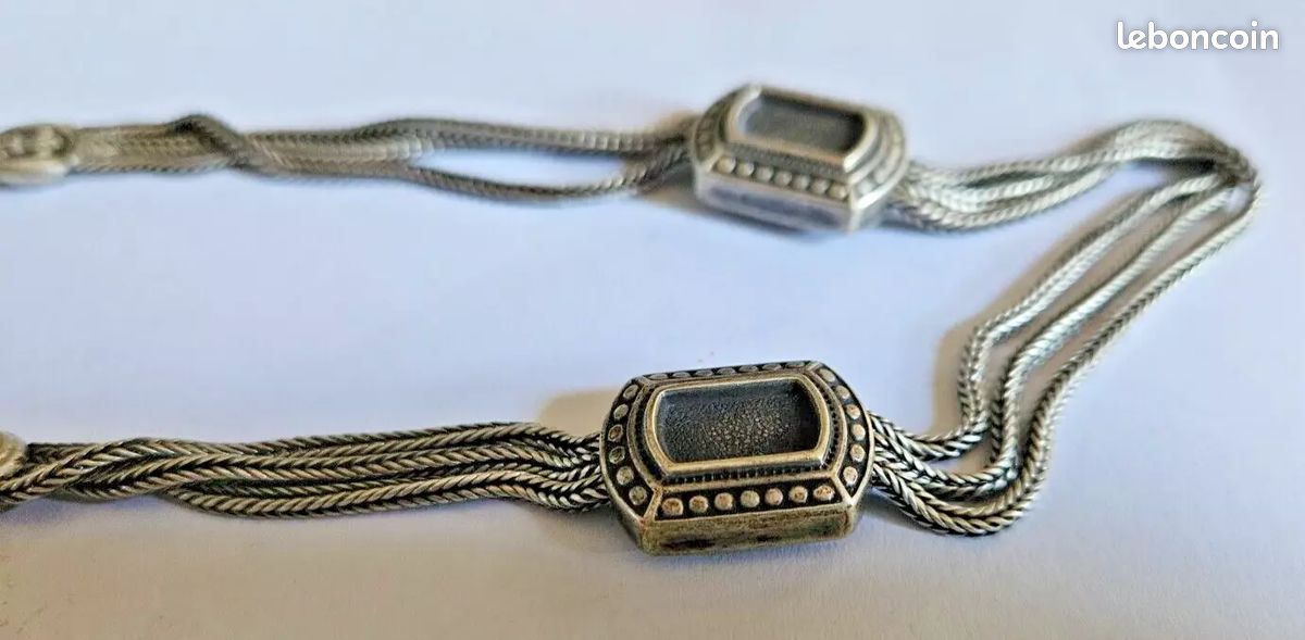 Châtelaine Ancienne / Chaîne De Montre à Gousset En Argent Massif - Longueur 68 Cm - Occasion