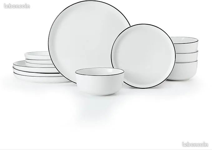 Lot de 4 assiettes + 4 assiettes dessert et 4 bols Mikasa Limestone (image 1)