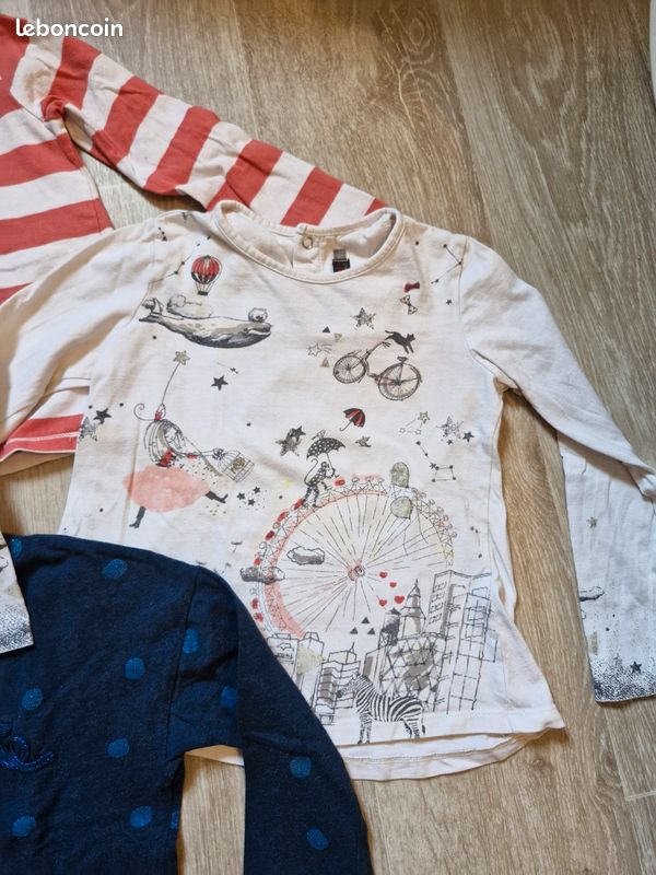 T-shirt Catimini à Panneaux Marin - Taille 6 Ans - Bleu Marine - Occasion En Très Bon état